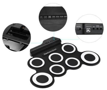 Set de batería enrollable | Portátil y flexible - Almohadilla de silicona con altavoz y baquetas